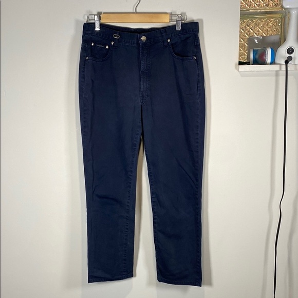 Valentino Vintage Navy Blue Straight Pant Classic Style - Picture 1 of 8